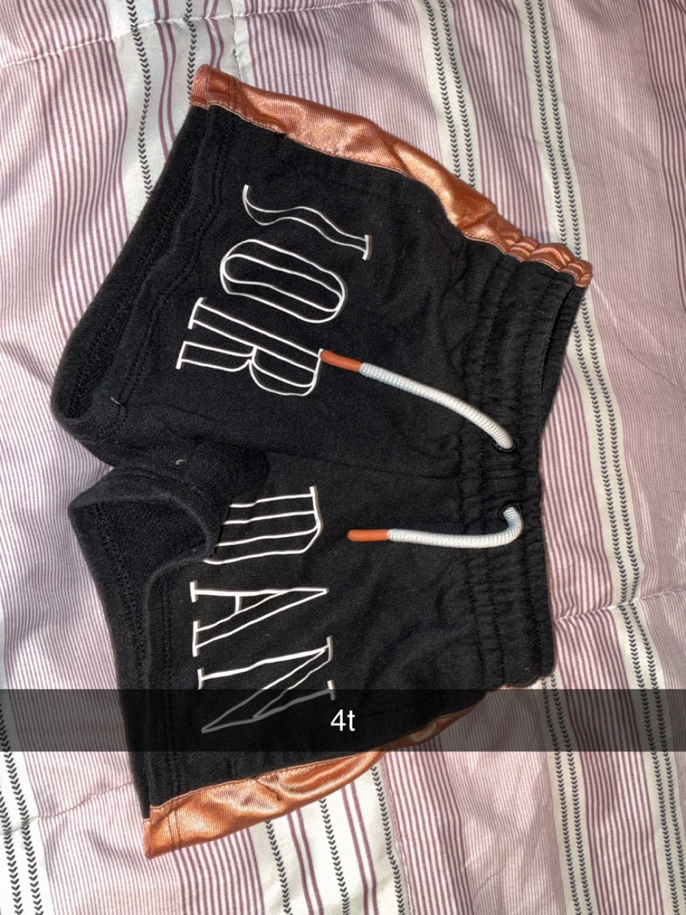 Jordan Black Shorts with Copper Trim and White Drawstring